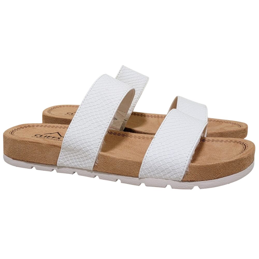 Cliffs White Mountain Women Tahlie Double Strap Slide Sandals Size US 7.5M White